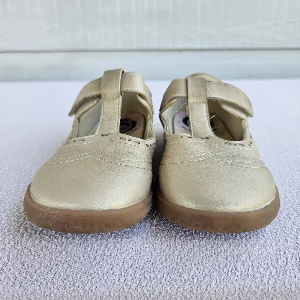 Livie & Luca Amica T Strap Mary Jane Shoe Girl SZ 12 Gold Hook & Loop Dress